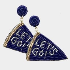 "Let's Go!" Beaded Pennant Flag Earrings
