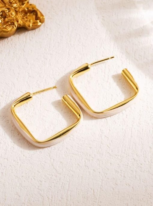 Team Spirit 18K Gold-Plated Square Enamel Earrings | Gameday Earrings