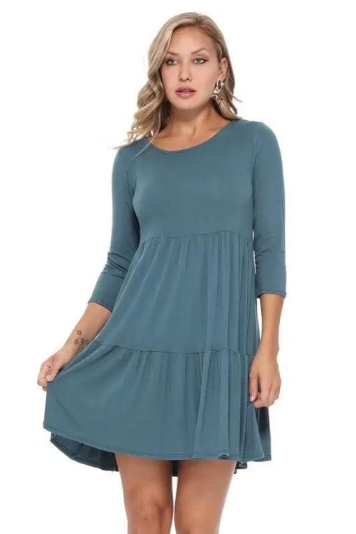 3/4 Sleeve Tiered Dress - Image 3