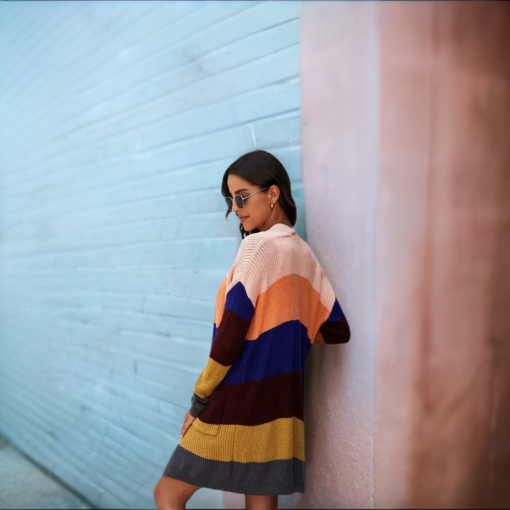 Abigail Colorblock Open Front Knit Cardigan - Image 4