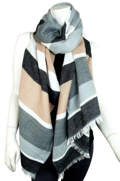 Addison Multicolor Striped Fringe Scarf Scarves - Image 6