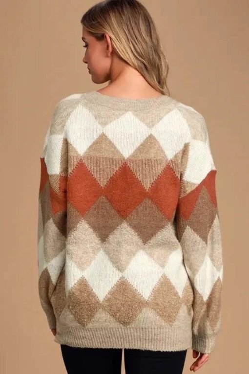 Anna Argyle Oversized V-Neck Sweater - Image 3