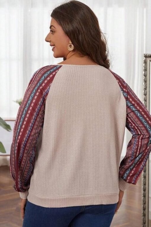 Bohemian Surplice Long Sleeve V-Neck Top - Image 4