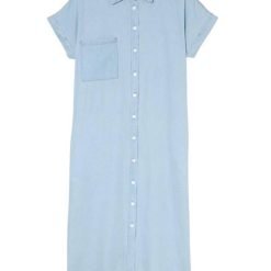 Chambray Button-Up Midi Dress