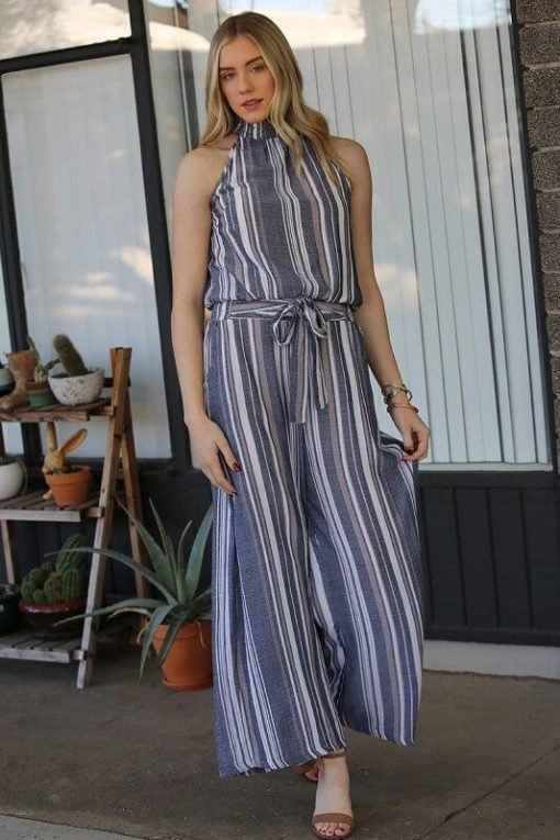 Chambray Stripe Wide-Leg Pants Bottoms | Clearance Items — изображение 5