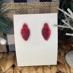Christmas Light Bulb Handmade Clay Earrings | Red or Green