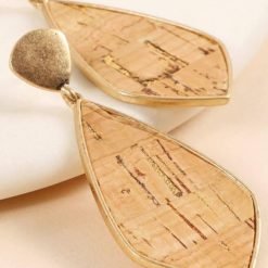Cork Metal Stud Dangling Earrings
