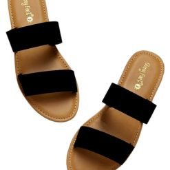 Double Banded PU Sandals | Women's Sandals | Black Sandals