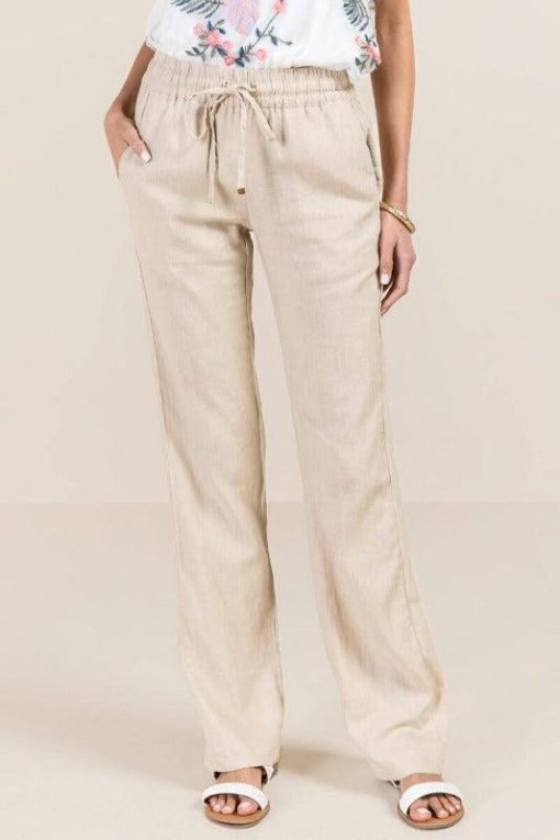 Drawstring Linen Pants | Wide Leg Pants