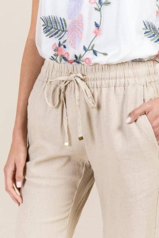 Drawstring Linen Pants | Wide Leg Pants - 画像 (5)