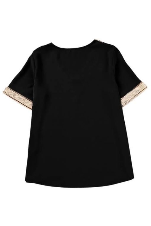 Elegant Contrast Lace V-Neck Blouse| Blouse for Older Women - 画像 (3)