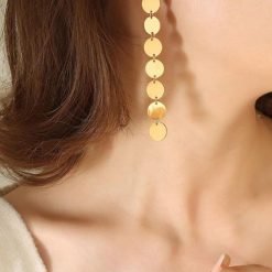 Elegant Disc Titanium Drop Earrings | Mature Women's Earrings