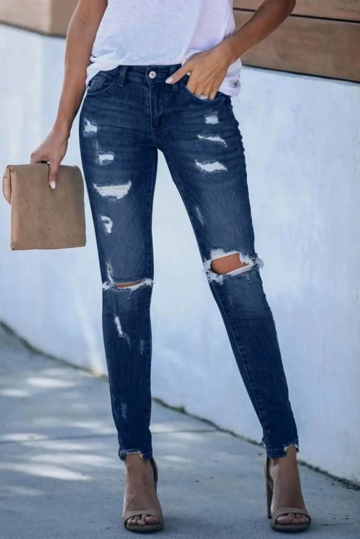 Everyday Midrise Destructed Ankle Skinny Jeans | Women's Denim - 画像 (6)