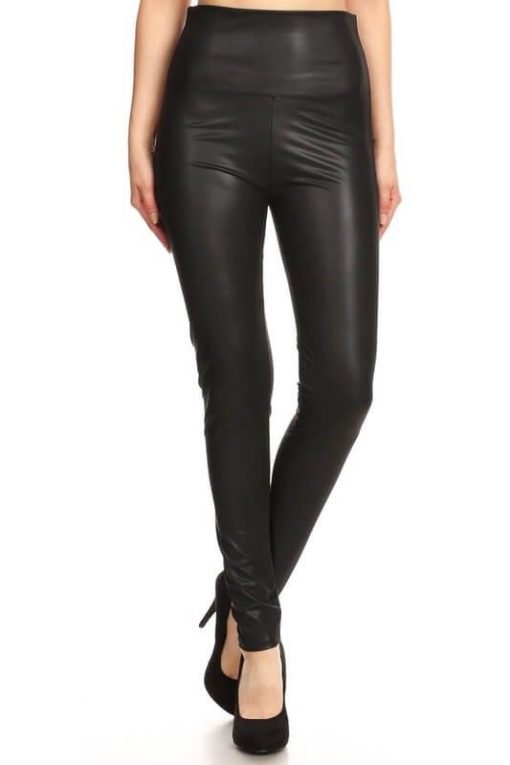 Faux Leather Liquid Leggings | High Waist Leggings - Image 4
