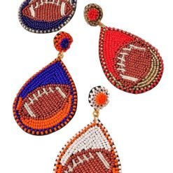 Football Teardrop Bead Stud Earrings