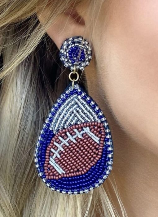 Football Teardrop Bead Stud Earrings - 画像 (3)