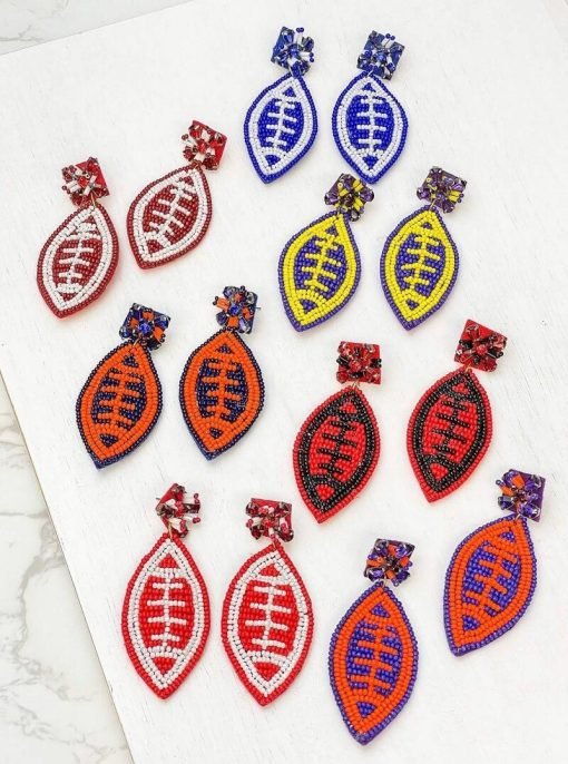 Football Beaded Earrings | Game Day Earrings