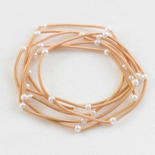 Gold Pearl Guitar String Bracelet Set - Image 4