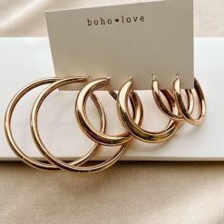 Gold Tube Hoop 3-Pair Earrings Set | Holiday Gifts for Women