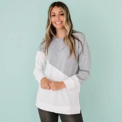 Gray & White Color Block Crewneck Tunic