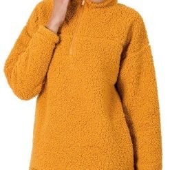 Half Zip Sherpa Pullover with Pockets