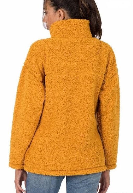 Half Zip Sherpa Pullover with Pockets - Image 5