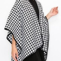 Houndstooth Wrap Poncho Cape | Mature Women's Outerwear