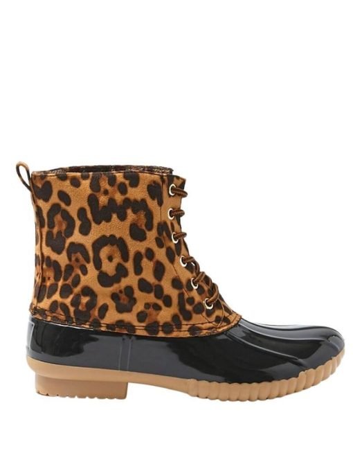 Leopard Waterproof Lace-up Duck Boots | Rain Boots - Image 3