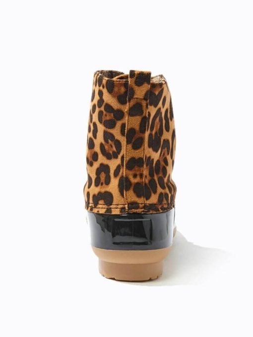 Leopard Waterproof Lace-up Duck Boots | Rain Boots - Image 4