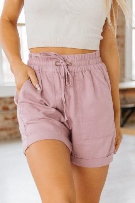 Linen Drawstring Shorts | Zenana Linen Cuffed Shorts