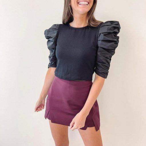Cut-Out Mini Skort – Burgundy