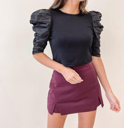 Cut-Out Mini Skort – Burgundy - 画像 (5)