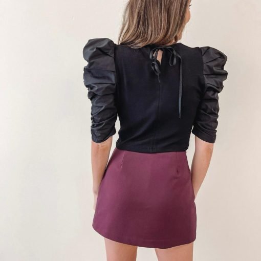 Cut-Out Mini Skort – Burgundy - 画像 (6)
