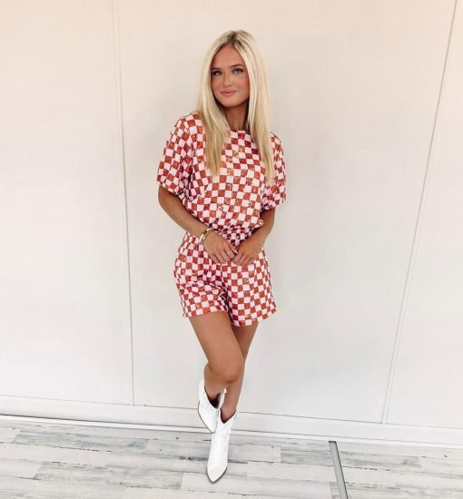 Orange Checkered Shorts - Image 4
