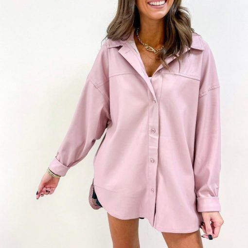 Pink Leather Shacket - 画像 (4)