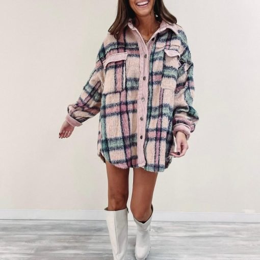 Pink Plaid Shacket - 画像 (3)