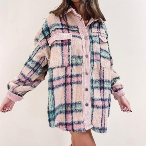 Pink Plaid Shacket - 画像 (4)