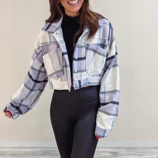 Purple Cropped Flannel - Image 3