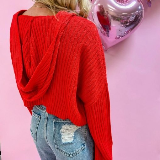 Red Cropped Hoodie - Image 5