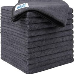 HOMEXCEL Microfiber Cleaning Cloth 12 Pack, 12.5 x 12.5 inch Microfiber Towels for Cars, Ultra Absorbent Car Washing Cloth, Lint Free Streak Free Cleaning Rags for Car, Kitchen, and Window (Grey)