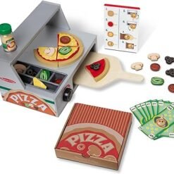 Kids Wooden Pizza Stand Food Cooking Toy Set